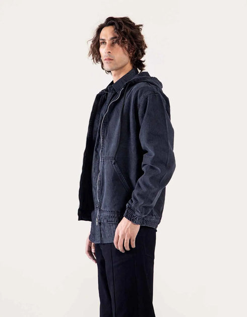 DENIM ZIPPER HOODIE